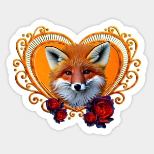 Wonderful head of a fox with heart Sticker